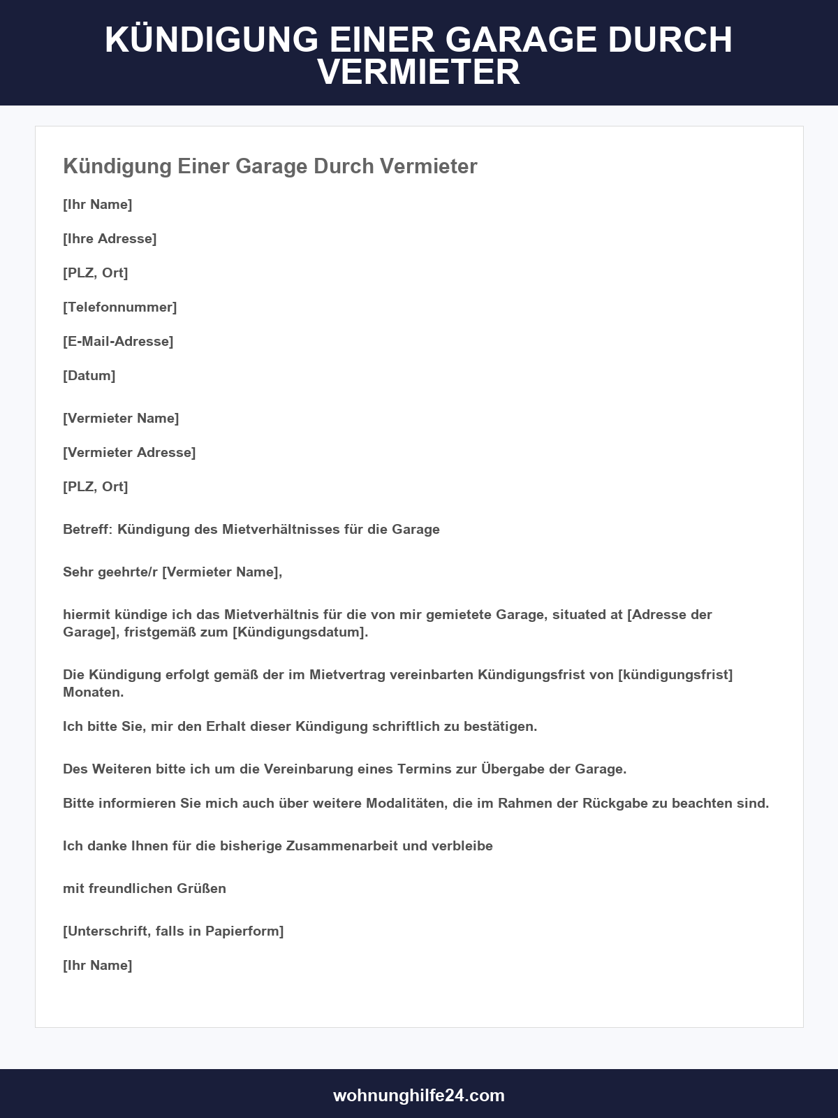 Kündigung Einer Garage Durch Vermieter