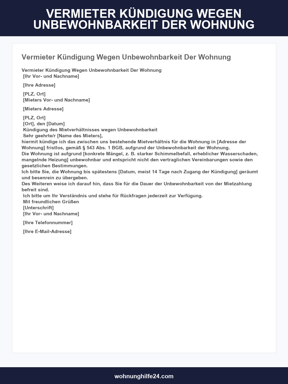Vermieter Kündigung Wegen Unbewohnbarkeit Der Wohnung